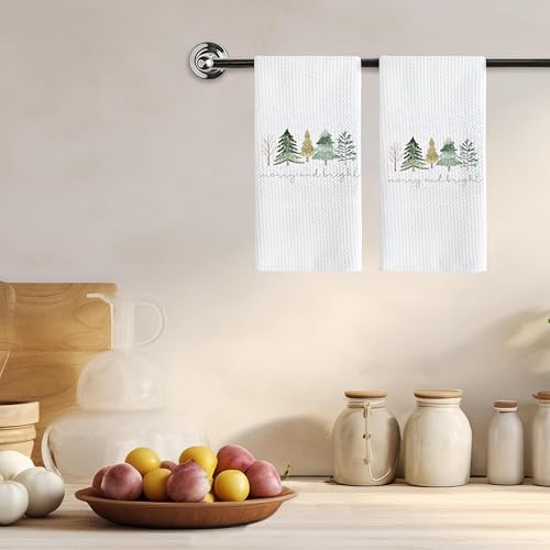 Christmas Tree Kitchen Towels - Neutral Christmas Hand Towels, 16 x 24 Inch V47794