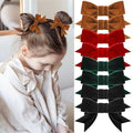 8 Pcs Velvet Hair Bows for Girls with Alligator Clips W5207