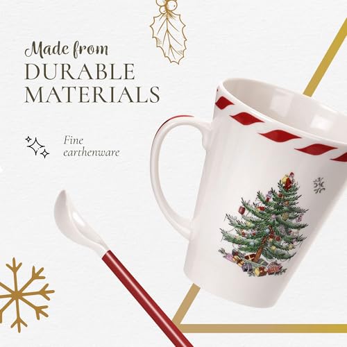 Spode Christmas Tree Peppermint 14oz Mug & Spoon Set (4-Piece) L371800