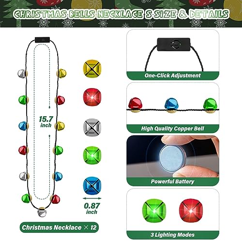 Jingle Bells Christmas Light Necklace 3Pcs A4126