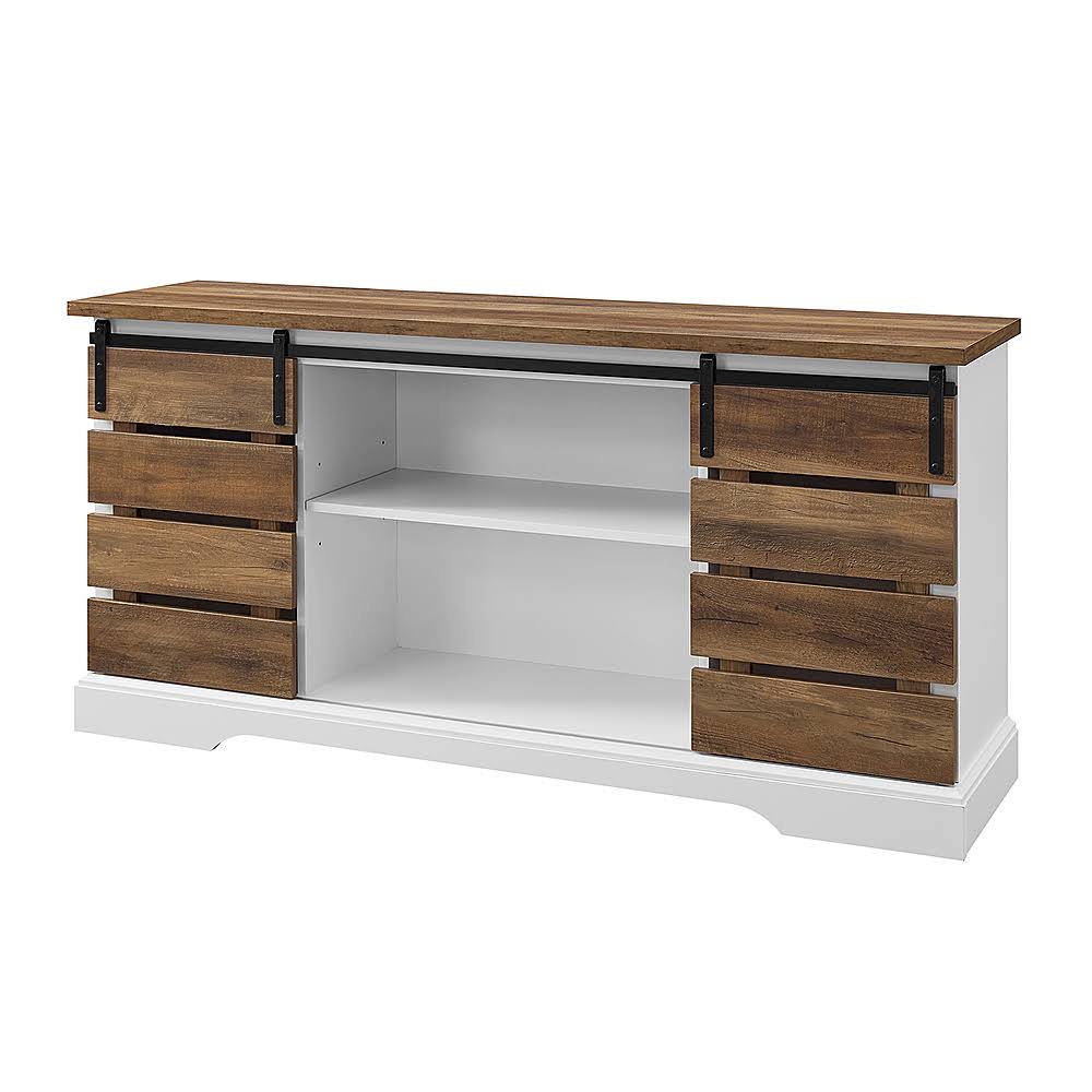 Walker Edison - Rustic Farmhouse TV Stand Cabinet for Most TVs Up to 64x22 - Reclaimed Barnwood