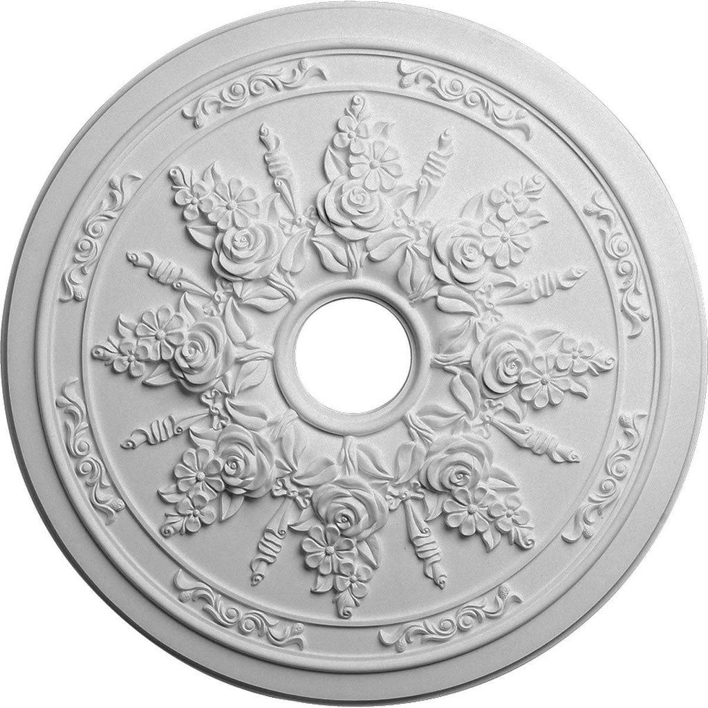 Rose and Ribbon Ceiling Medallion Hand-Painted Smokey Topaz L4309