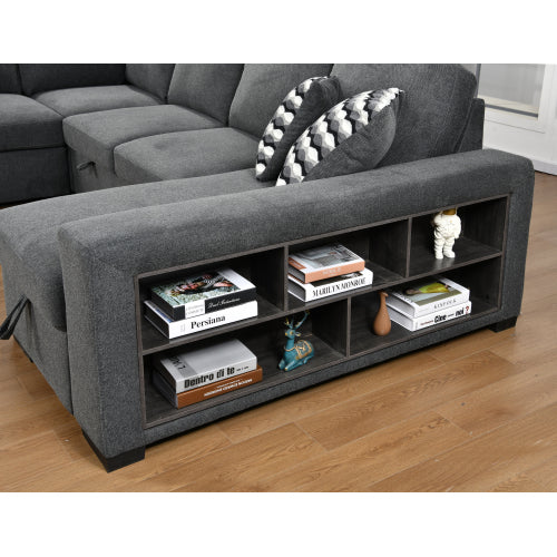 Dolonm 125'' U Shaped Sleeper Sectional Sofa with Pull Out Bed and Storage Ottoman E411022