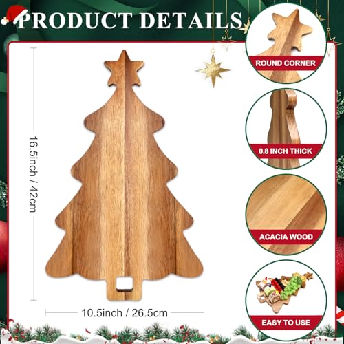 16.5" Acacia Wood Christmas Tree Charcuterie Board with Handle N850544