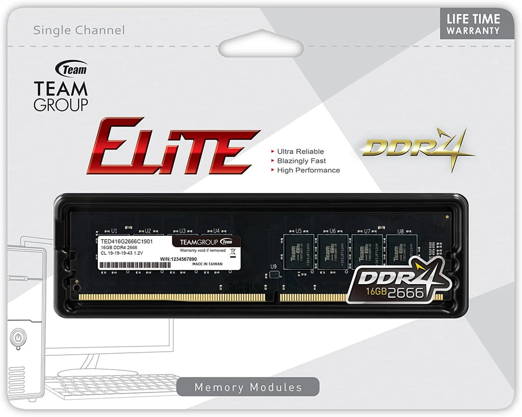 TEAMGROUP Elite DDR4 16GB 2666MHz UDIMM Desktop Memory U448