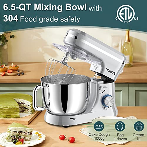 HOWORK Electric Stand Mixer 6.5QT Stainless Steel Bowl, Blue P383969