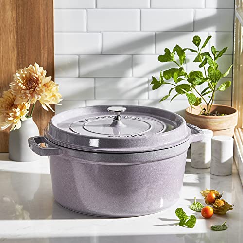 STAUB Cast Iron Dutch Oven 5.5-qt Round Cocotte, Black Matte P4487