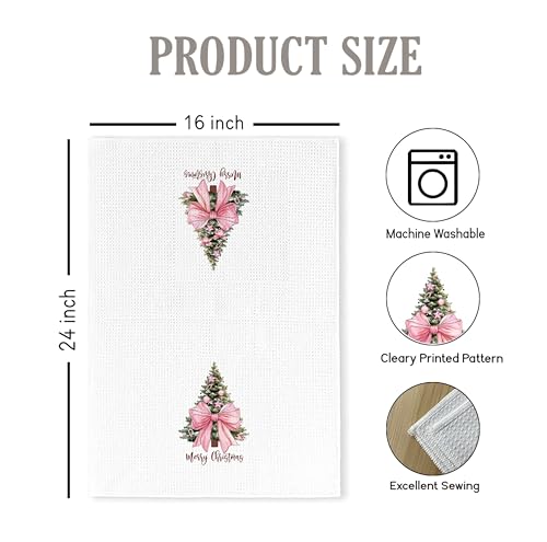 Christmas Tree Kitchen Towels - Neutral Christmas Hand Towels, 16 x 24 Inch V47794