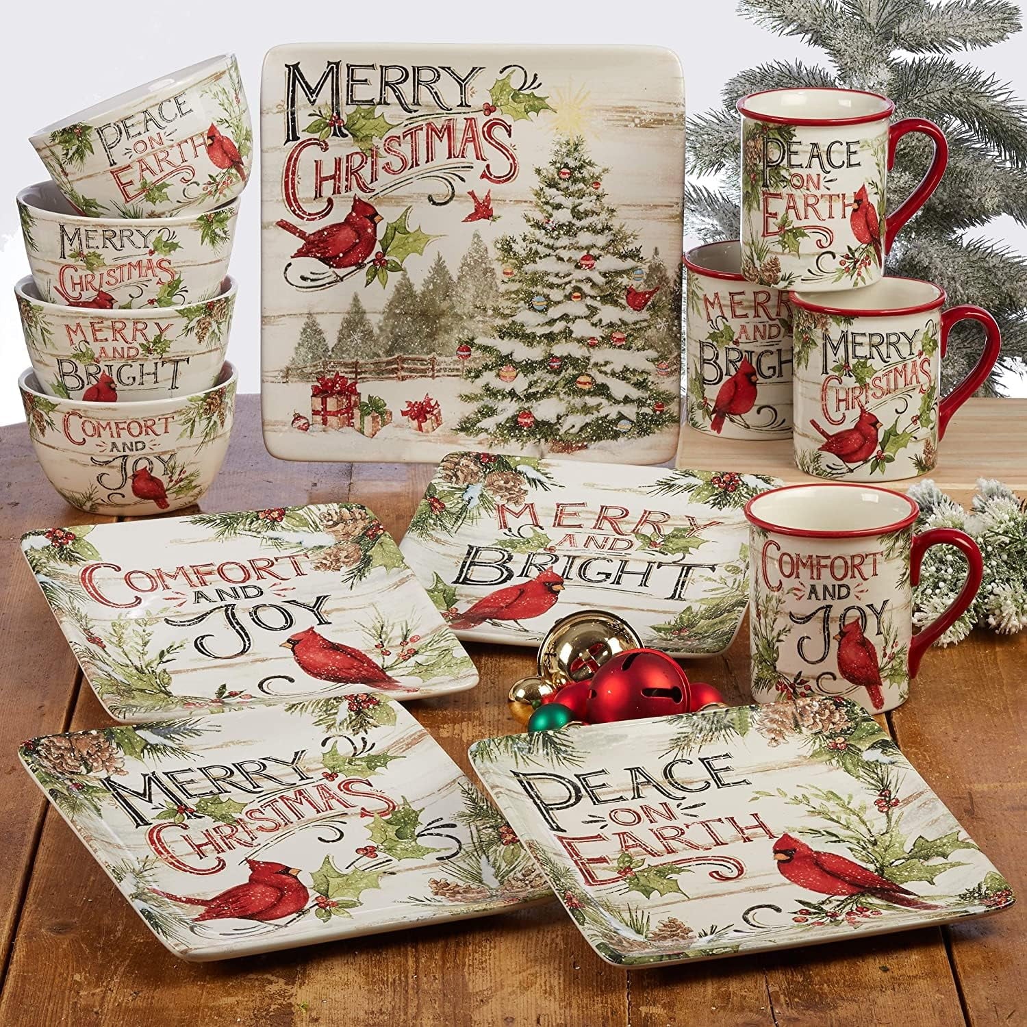 Certified International Evergreen Christmas 16pc Dinnerware Set for 4 D174885