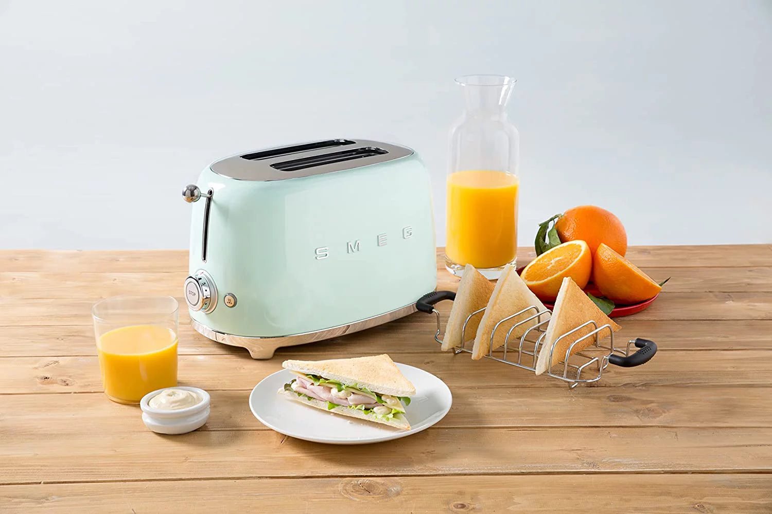 Smeg TSF01PGUS 2 Slice Toaster, Pastel Green K48341