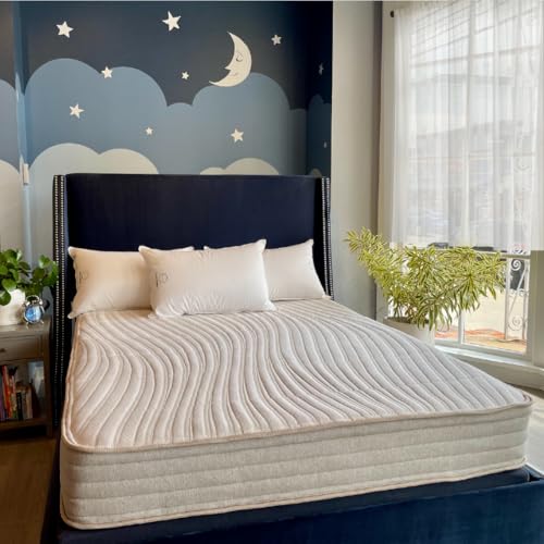Ethical Mattress CO 10" Toxin-Free Hybrid Mattress, Made in The USA with Organic Cotton, Wool, Latex & Pocketed Coils (No Fiberglass or Polyfoams) Comfortable & Supportive Bed-in-Box - Queen Size