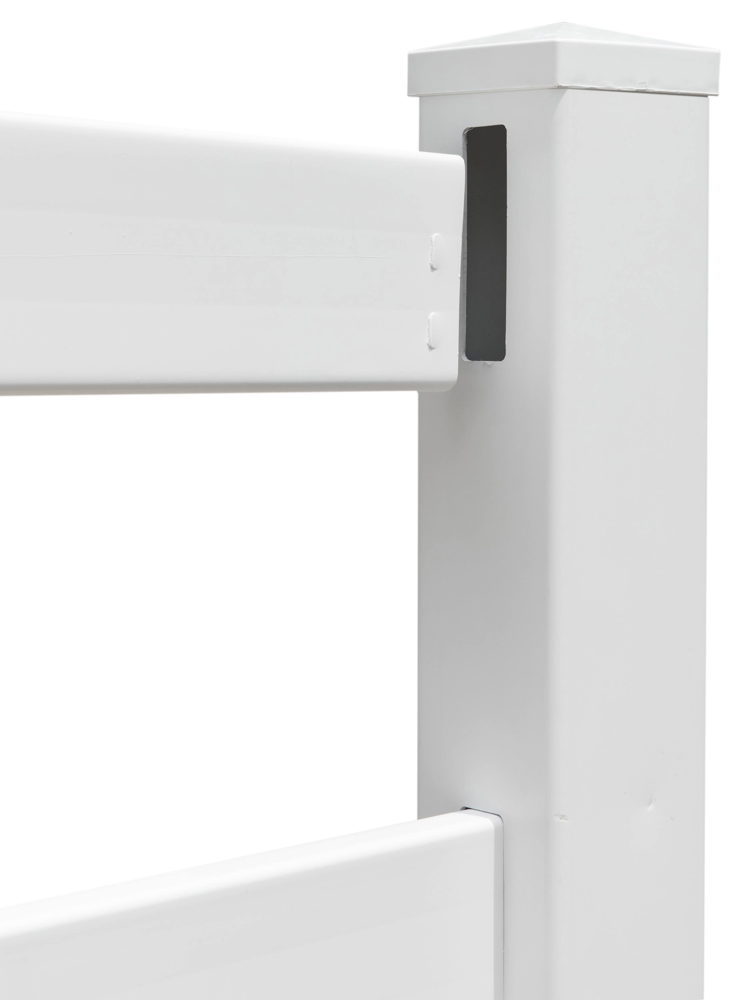 Gardenised Pack of 2 3-Rail Line Posts with Cap Outdoor Vinyl Fence V98801