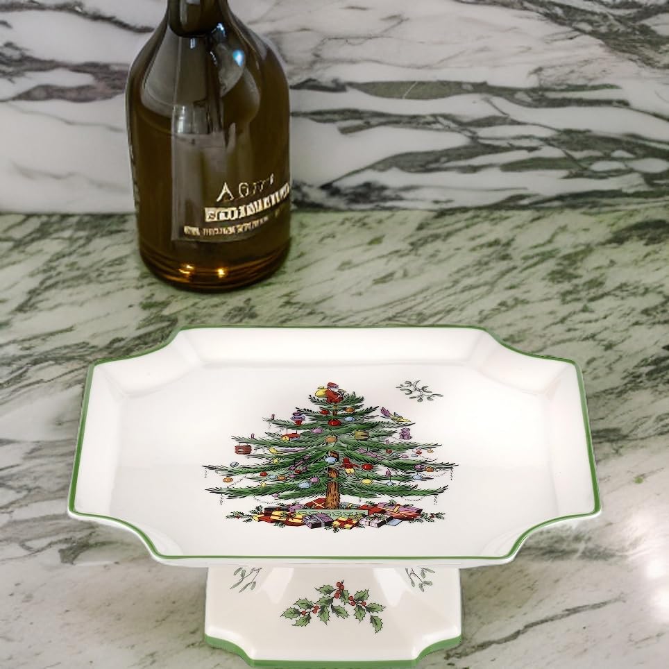 Spode Christmas Tree Sculpted Octagonal Platter, 14-Inch Holiday Serving Dishwasher & Microwave Safe Q207241