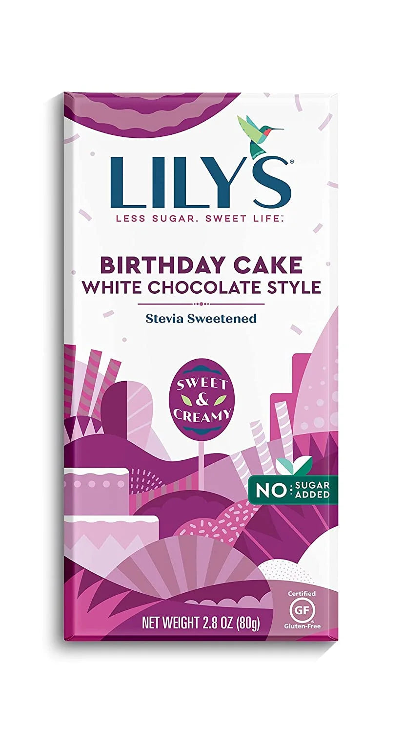 Lily's Sweets Birthday Cake White Chocolate Style Bar, Keto Friendly, Gluten-Free, 4pc S452545