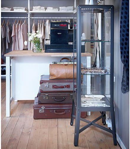 Ikea Fabrikor Glass Door Cabinet, Dark Gray, Lockable W364