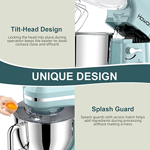 HOWORK Electric Stand Mixer 6.5QT Stainless Steel Bowl, Blue P383969