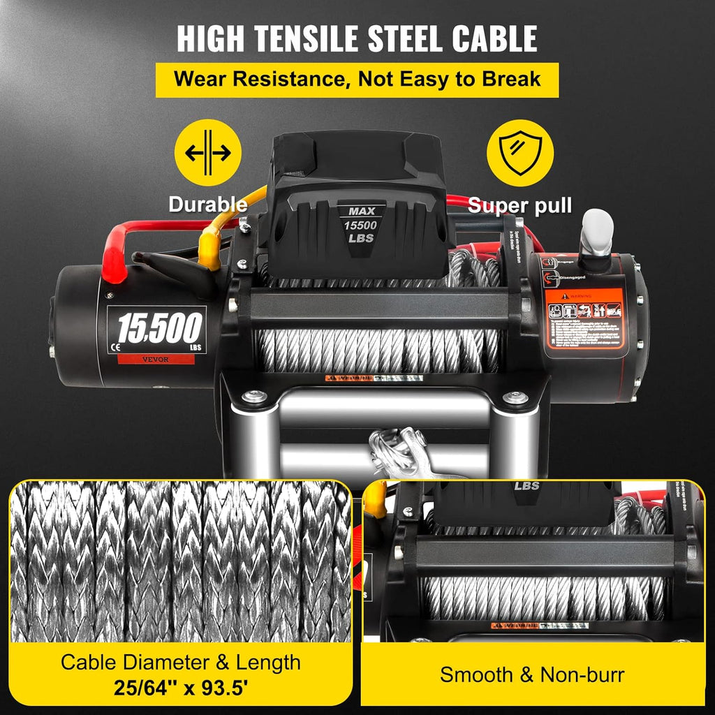 VEVOR Electric Winch 15500lb Truck Winch with Wireless Remote Control B633