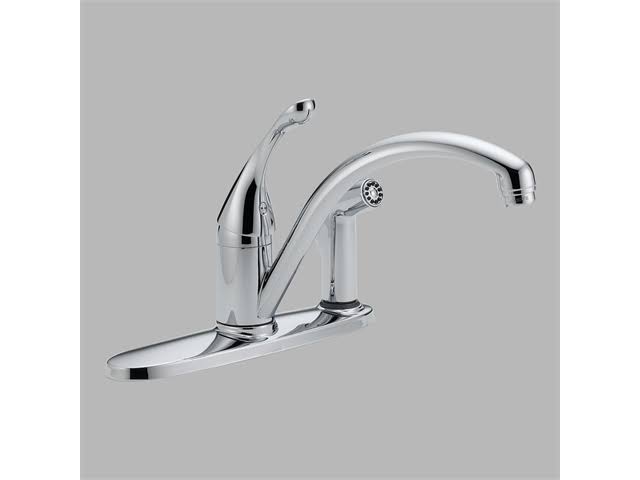 Delta 340-DST Collins Single Handle Kitchen Faucet with Integral Spray Chrome R64014