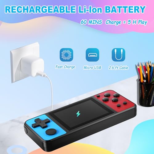Beico 32 Bit Kids Handheld Games with 139 Preloaded Video Games, Blue-Red H196