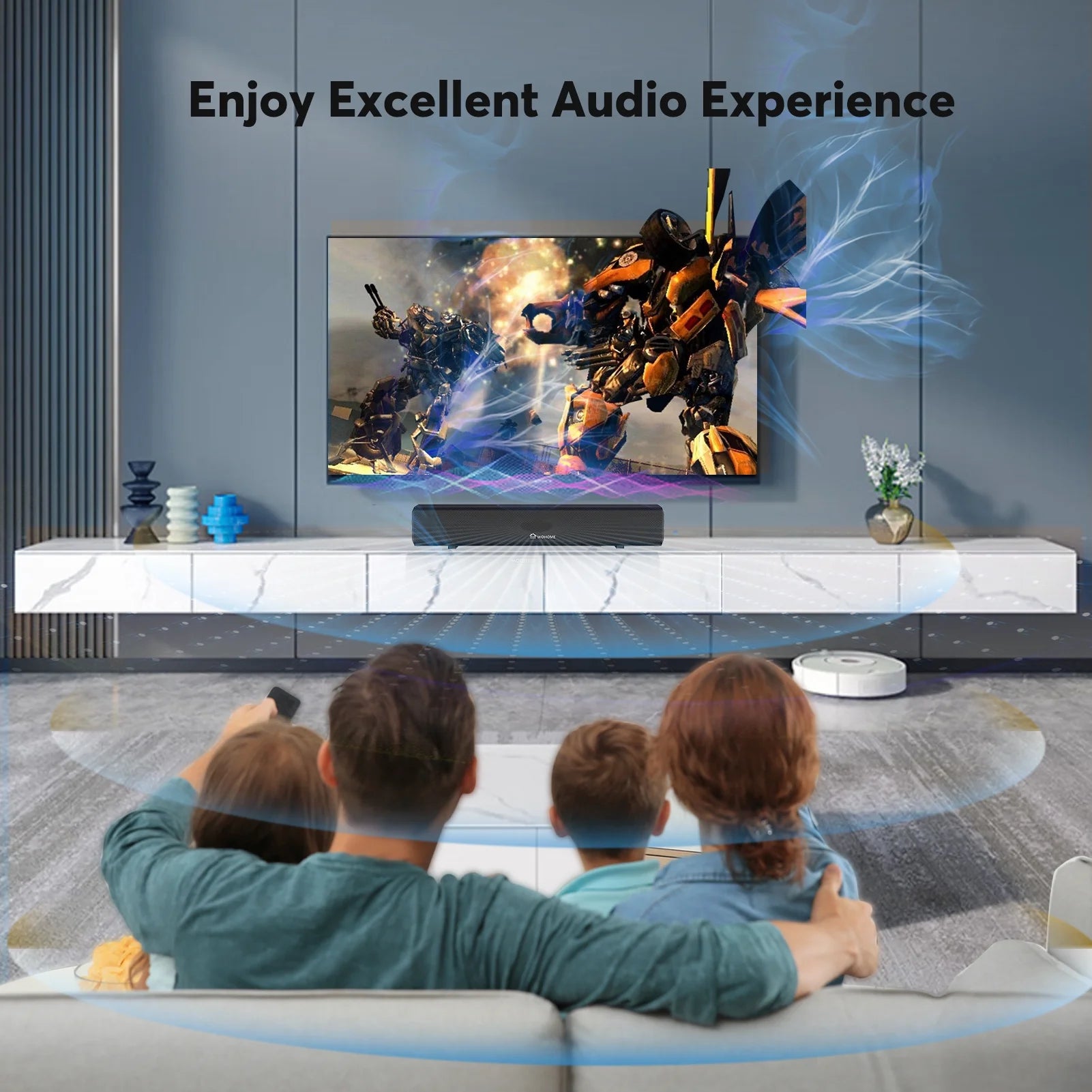 Wohome S66 16-Inch 50W Soundbar for TV with Bluetooth and Subwoofer Y4085