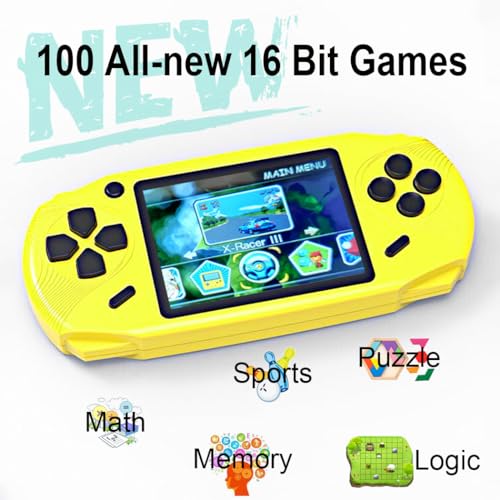 16 Bit Handheld Retro Video Game Player with 3.0'' Screen, Yellow K879