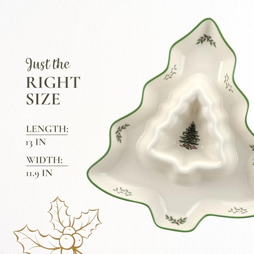 Spode Christmas Tree 14-Inch Tree-Shaped Porcelain Serving Platter H48565