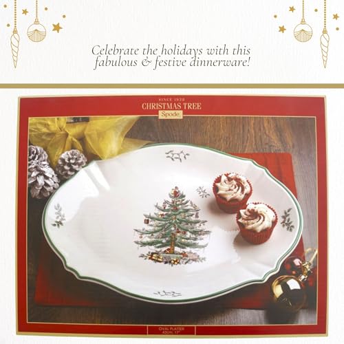 Spode Christmas Tree Sculpted Octagonal Platter, 14-Inch Holiday Serving Dishwasher & Microwave Safe Q207241