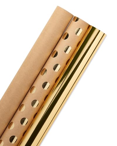 American Greetings Vintage Kraft Christmas Wrapping Paper Rolls, 4 Rolls, 80 sq. ft. D740