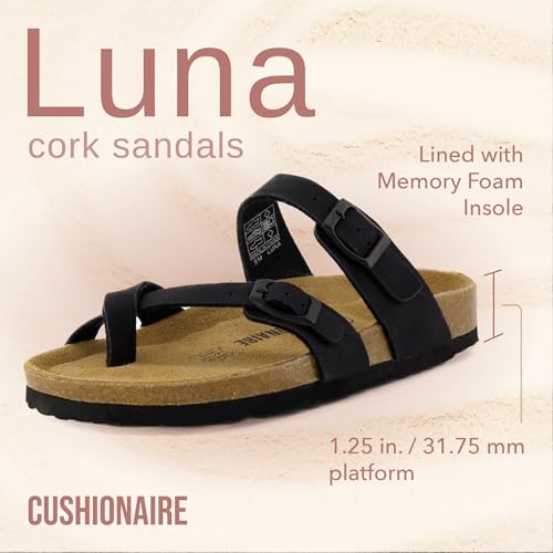 CUSHIONAIRE Women's Luna Cork Footbed Sandal I795