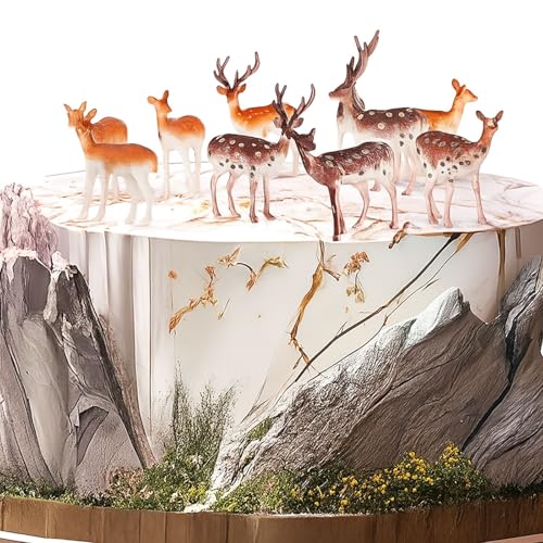 Soaoo 60 Pcs Mini Plastic Deer Figurines Cake Toppers Woodland Christmas Decorations J21625