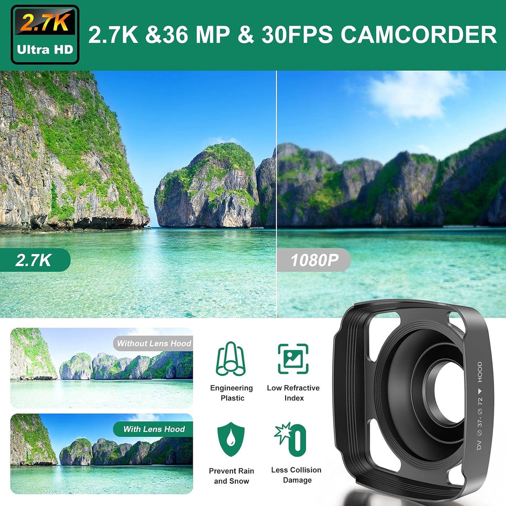 2.7K Video Camera Camcorder with IR Night Vision and Remote Control E315