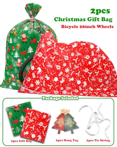 Christmas Gift Bags Assorted Sizes, 22pcs Drawstring Reusable Plastic D786