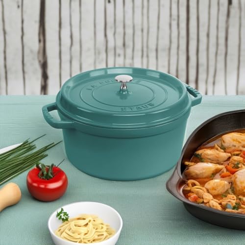 STAUB Cast Iron Dutch Oven 5.5-qt Round Cocotte, Black Matte P4487