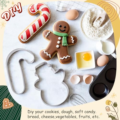 6 Pcs Large Christmas Cookie Cutters Stainless Steel Baking Molds M8080