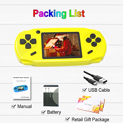 16 Bit Handheld Retro Video Game Player with 3.0'' Screen, Yellow K879