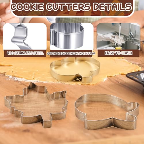 6 Pcs Large Christmas Cookie Cutters Stainless Steel Baking Molds M8080