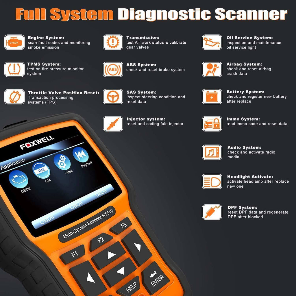 Foxwell NT510 Pro OBD2 Scan Tool with Oil Reset for GMC U7285