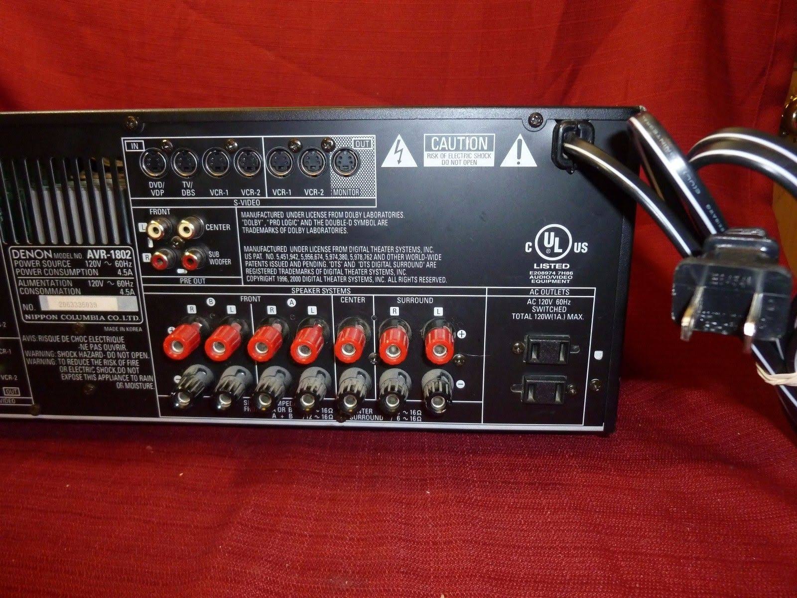 Denon AVR 1802 5.1 Channel Surround Sound Home Theater Receiver O1696