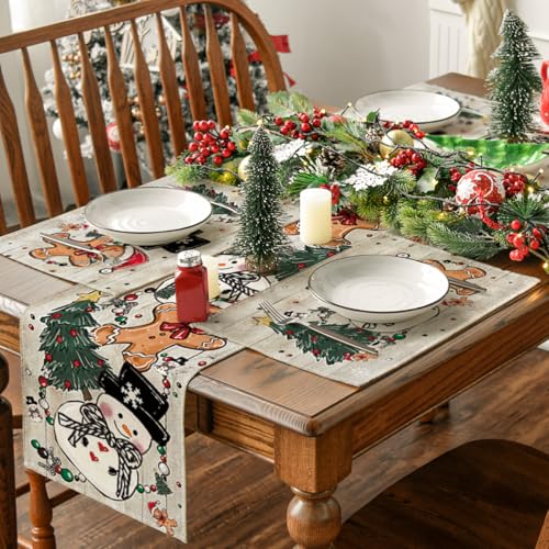 Artoid Mode Snowman Gingerbread Christmas Placemats Set of 4, 12x18 Inch K785