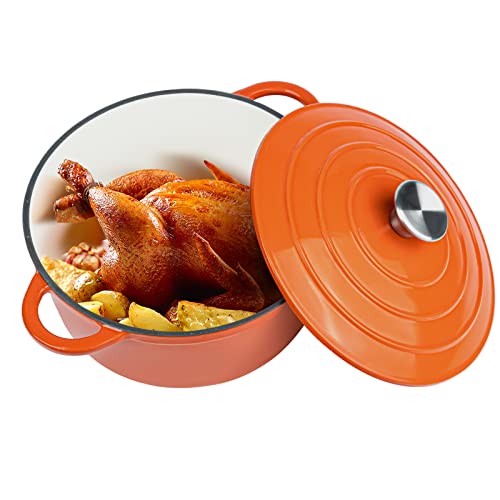 Miereirl 6 Quart Enameled Cast Iron Dutch Oven with Lid, Dark Blue P867