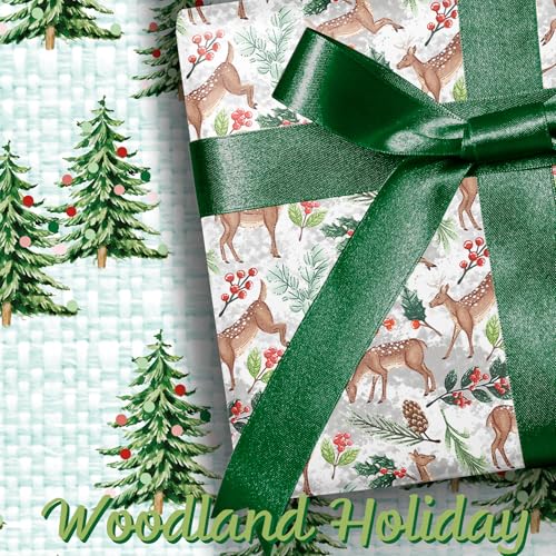 BIOBROWN Reversible Kraft Christmas Wrapping Paper Jumbo Roll 30 Inch x 33 Feet Vintage Trucks Design E340325