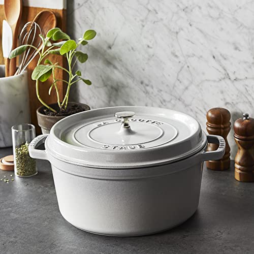 STAUB Cast Iron Dutch Oven 5.5-qt Round Cocotte, Black Matte P4487