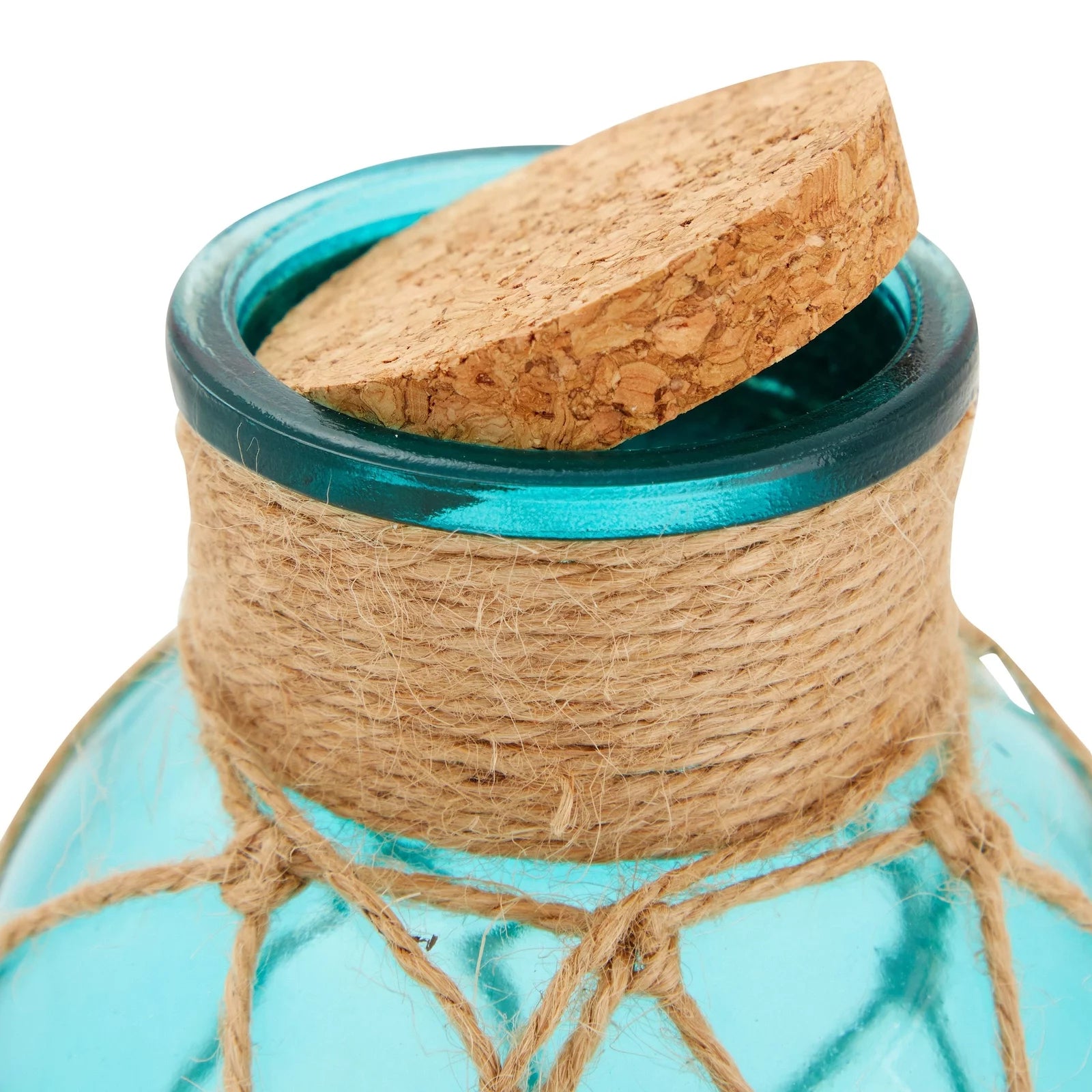 Blue Glass Vase with Cork Lid 3 Pack, Beach Home Decor U759938
