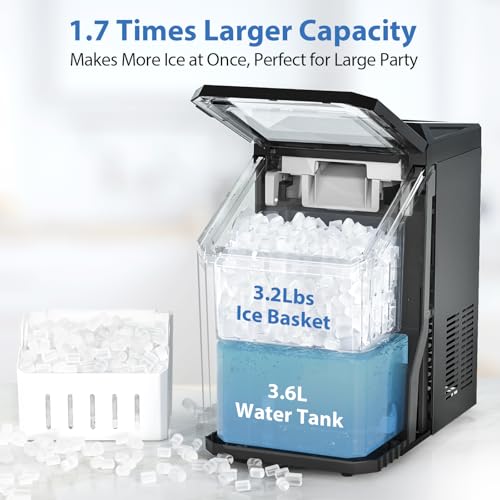 Aeitto Nugget Ice Maker Countertop, 55lbs/Day, Self-Cleaning, Stainless Steel K293