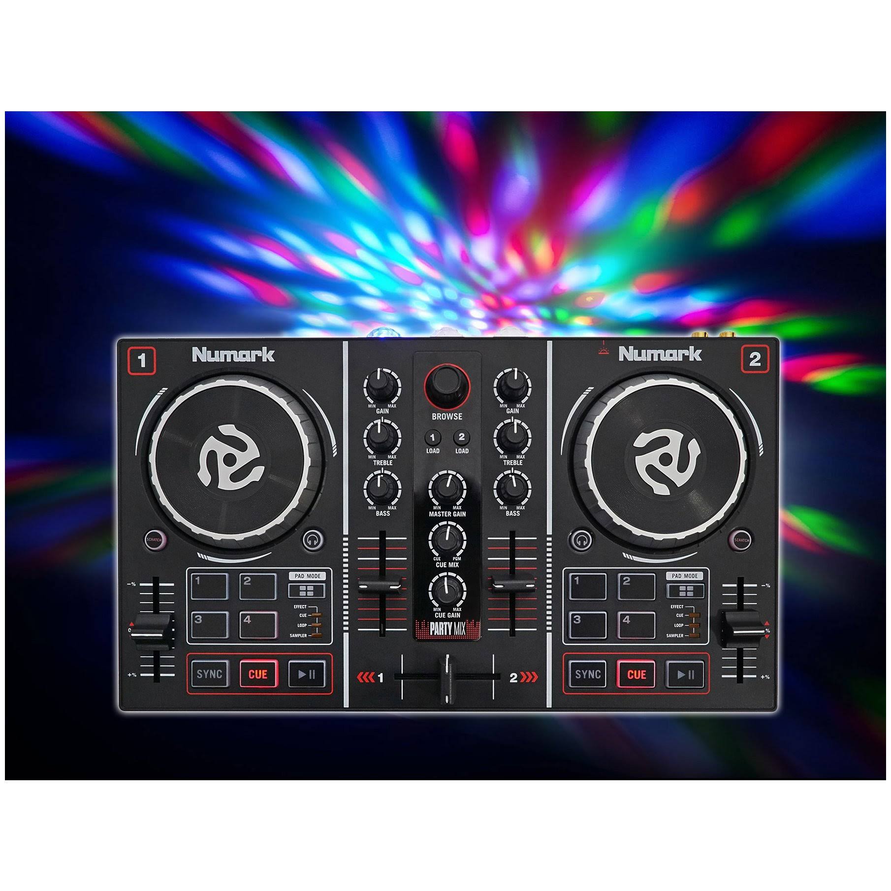 Numark Party Mix DJ Controller with Mic, Cables & Case C898770