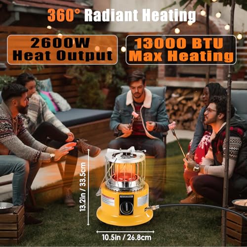 2 in 1 Propane Heater & Stove, 13000 BTU Portable Indoor with Handle H9158