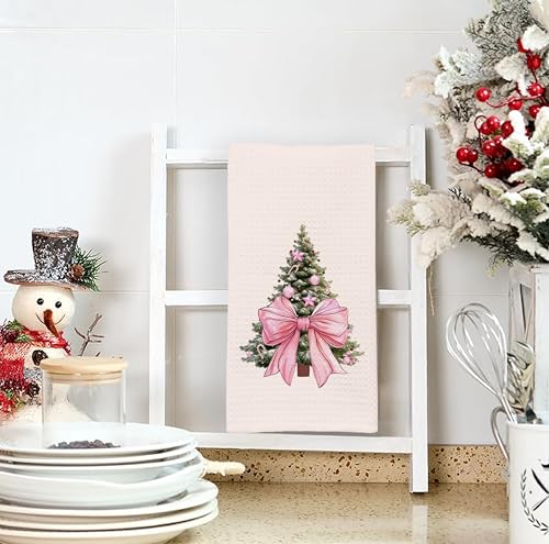 Christmas Tree Kitchen Towels - Neutral Christmas Hand Towels, 16 x 24 Inch V47794