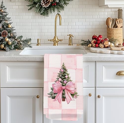 Christmas Tree Kitchen Towels - Neutral Christmas Hand Towels, 16 x 24 Inch V47794