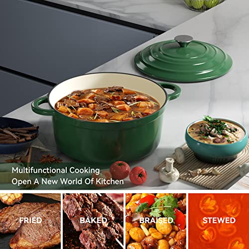 Miereirl 6 Quart Enameled Cast Iron Dutch Oven with Lid, Dark Blue P867