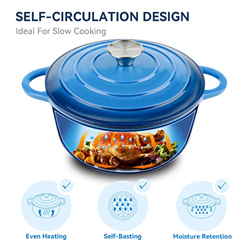 Miereirl 6 Quart Enameled Cast Iron Dutch Oven with Lid, Dark Blue P867